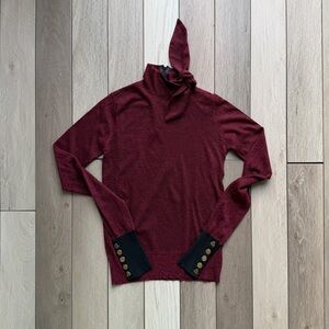 Zara Maroon and Black Turtleneck Sweater